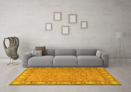 Machine Washable Persian Yellow Traditional Rug in a Living Room, wshtr2056yw