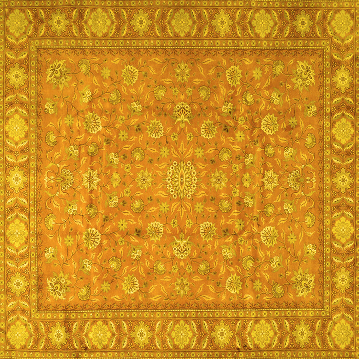 Square Machine Washable Persian Yellow Traditional Rug, wshtr2056yw