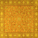 Square Machine Washable Persian Yellow Traditional Rug, wshtr2056yw