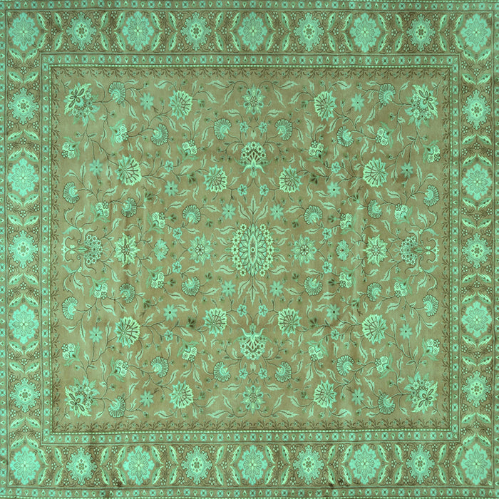 Square Machine Washable Persian Turquoise Traditional Area Rugs, wshtr2056turq