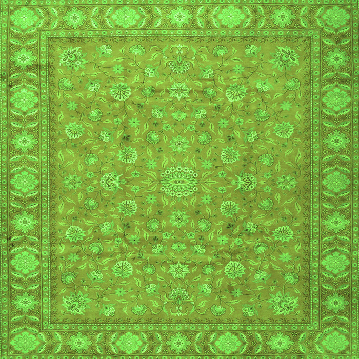 Round Machine Washable Persian Green Traditional Area Rugs, wshtr2056grn
