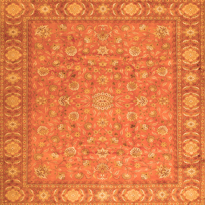 Round Machine Washable Persian Orange Traditional Area Rugs, wshtr2056org