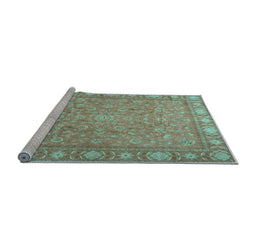Sideview of Machine Washable Persian Light Blue Traditional Rug, wshtr2056lblu