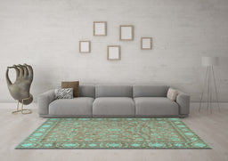 Machine Washable Persian Light Blue Traditional Rug in a Living Room, wshtr2056lblu