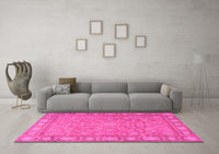 Machine Washable Persian Pink Traditional Rug, wshtr2056pnk