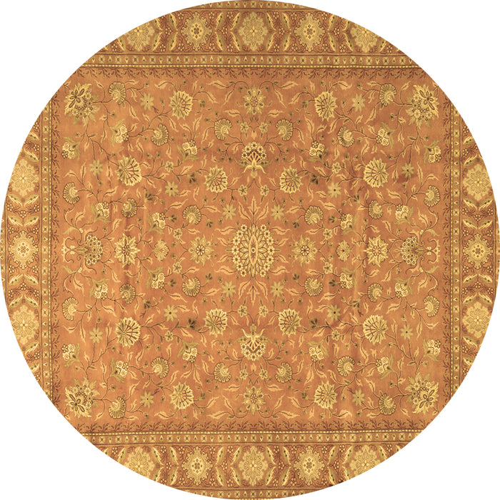 Round Machine Washable Persian Brown Traditional Rug, wshtr2056brn
