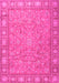 Machine Washable Persian Pink Traditional Rug, wshtr2056pnk