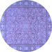 Round Machine Washable Persian Blue Traditional Rug, wshtr2056blu