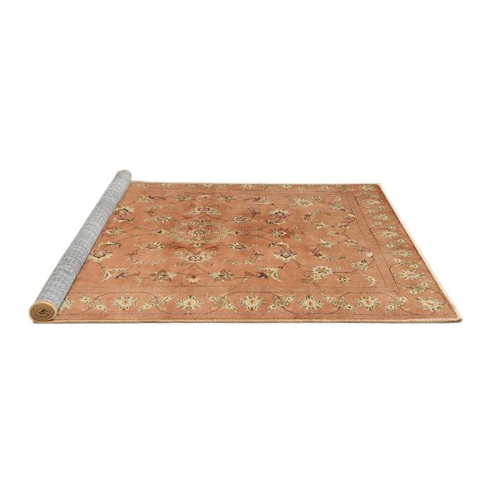 Sideview of Machine Washable Traditional Orange Rug, wshtr2057