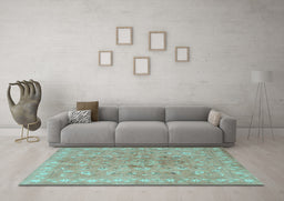 Machine Washable Persian Light Blue Traditional Rug in a Living Room, wshtr2057lblu