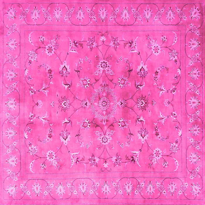 Square Machine Washable Persian Pink Traditional Rug, wshtr2057pnk