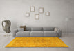 Machine Washable Persian Yellow Traditional Rug in a Living Room, wshtr2057yw