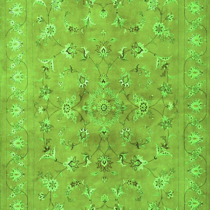 Serging Thickness of Machine Washable Persian Green Traditional Area Rugs, wshtr2057grn