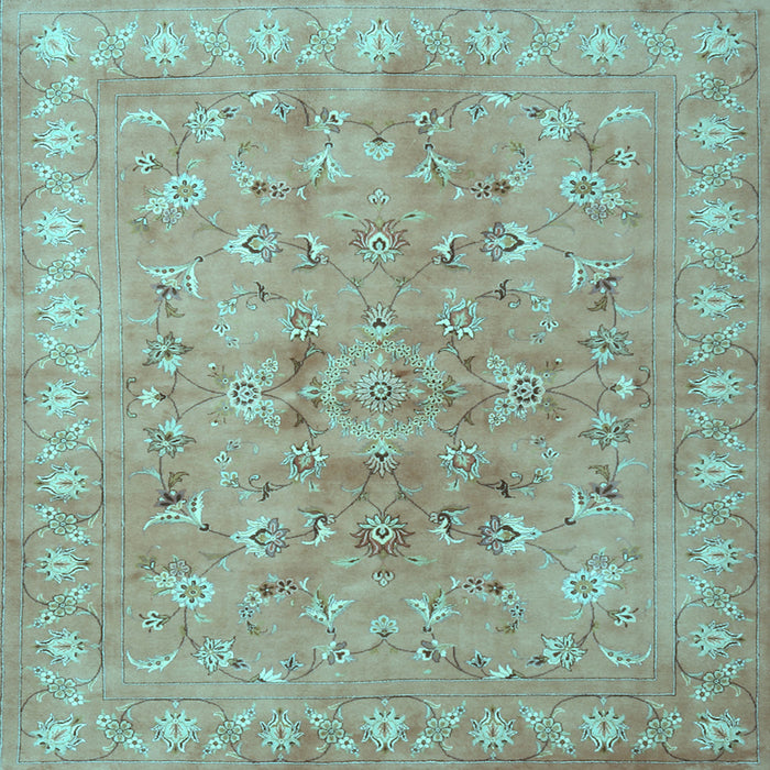 Square Machine Washable Persian Light Blue Traditional Rug, wshtr2057lblu