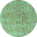 Round Persian Turquoise Traditional Rug, tr2057turq