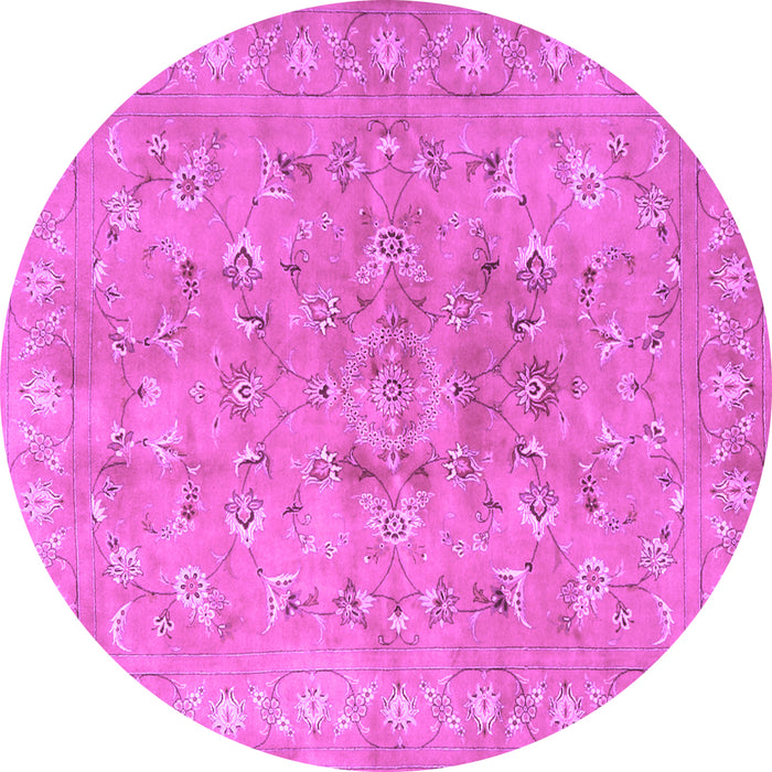 Round Machine Washable Persian Purple Traditional Area Rugs, wshtr2057pur