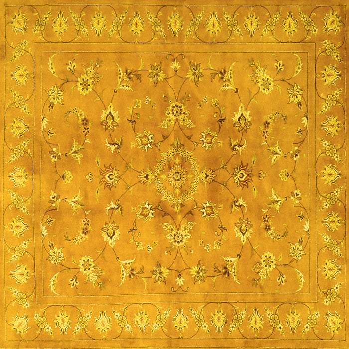 Square Persian Yellow Traditional Rug, tr2057yw