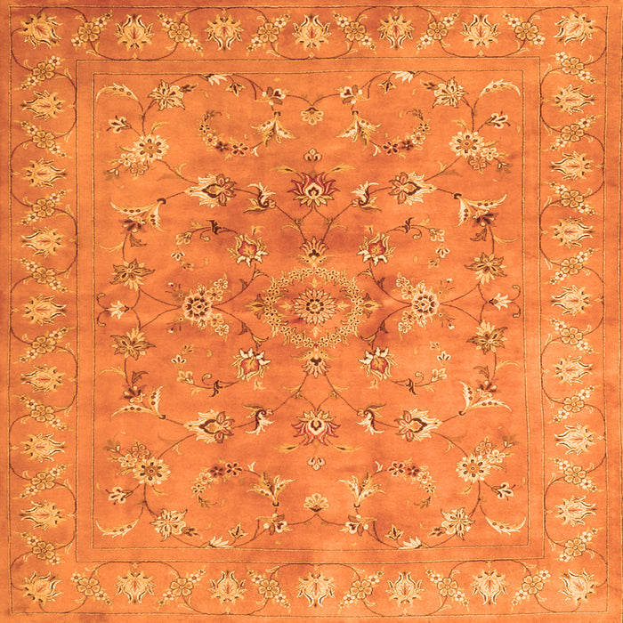 Round Machine Washable Persian Orange Traditional Area Rugs, wshtr2057org