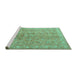 Sideview of Machine Washable Persian Turquoise Traditional Area Rugs, wshtr2057turq