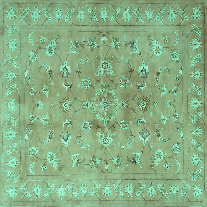 Square Machine Washable Persian Turquoise Traditional Area Rugs, wshtr2057turq