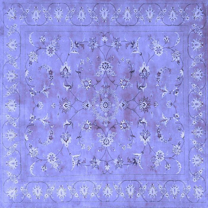 Square Machine Washable Persian Blue Traditional Rug, wshtr2057blu