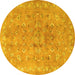 Round Persian Yellow Traditional Rug, tr2057yw