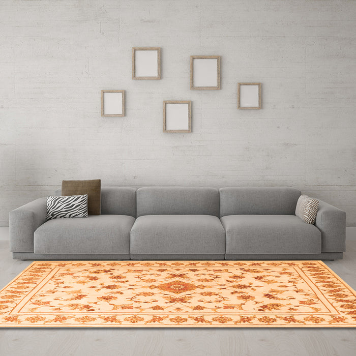 Machine Washable Persian Orange Traditional Area Rugs in a Living Room, wshtr2058org