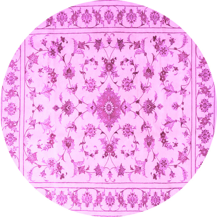 Round Machine Washable Persian Purple Traditional Area Rugs, wshtr2058pur