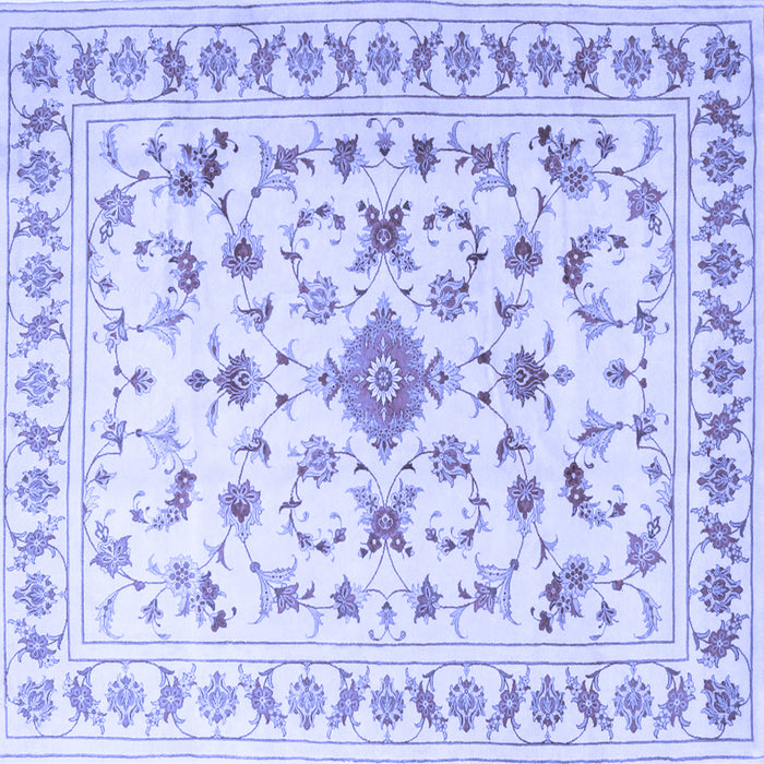Square Machine Washable Persian Blue Traditional Rug, wshtr2058blu