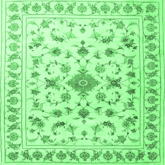 Square Machine Washable Persian Emerald Green Traditional Area Rugs, wshtr2058emgrn