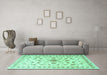 Machine Washable Persian Turquoise Traditional Area Rugs in a Living Room,, wshtr2058turq