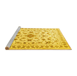 Sideview of Machine Washable Persian Yellow Traditional Rug, wshtr2058yw