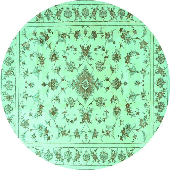 Round Persian Turquoise Traditional Rug, tr2058turq