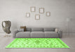 Machine Washable Persian Green Traditional Area Rugs in a Living Room,, wshtr2058grn