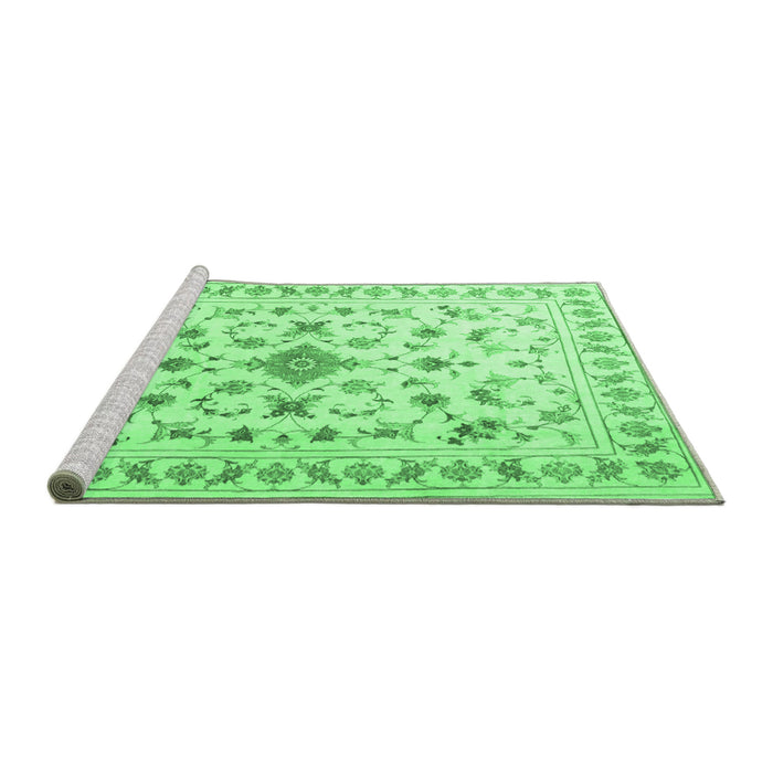 Sideview of Machine Washable Persian Emerald Green Traditional Area Rugs, wshtr2058emgrn