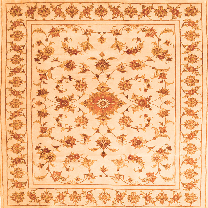 Round Machine Washable Persian Orange Traditional Area Rugs, wshtr2058org