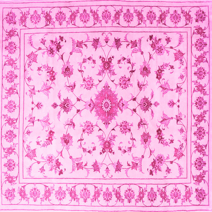 Square Machine Washable Persian Pink Traditional Rug, wshtr2058pnk