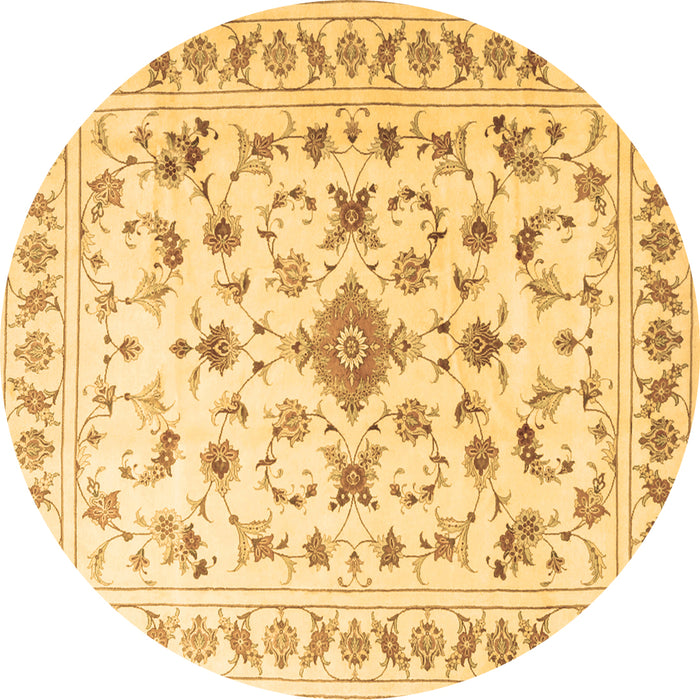 Round Machine Washable Persian Brown Traditional Rug, wshtr2058brn