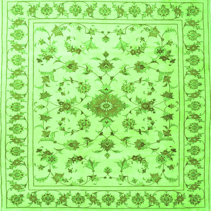 Round Machine Washable Persian Green Traditional Area Rugs, wshtr2058grn