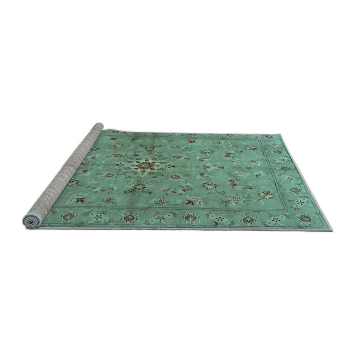 Sideview of Machine Washable Persian Light Blue Traditional Rug, wshtr2059lblu