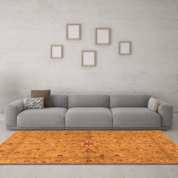 Machine Washable Persian Orange Traditional Area Rugs in a Living Room, wshtr2059org