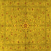 Square Machine Washable Persian Yellow Traditional Rug, wshtr2059yw