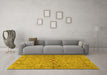 Machine Washable Persian Yellow Traditional Rug in a Living Room, wshtr2059yw