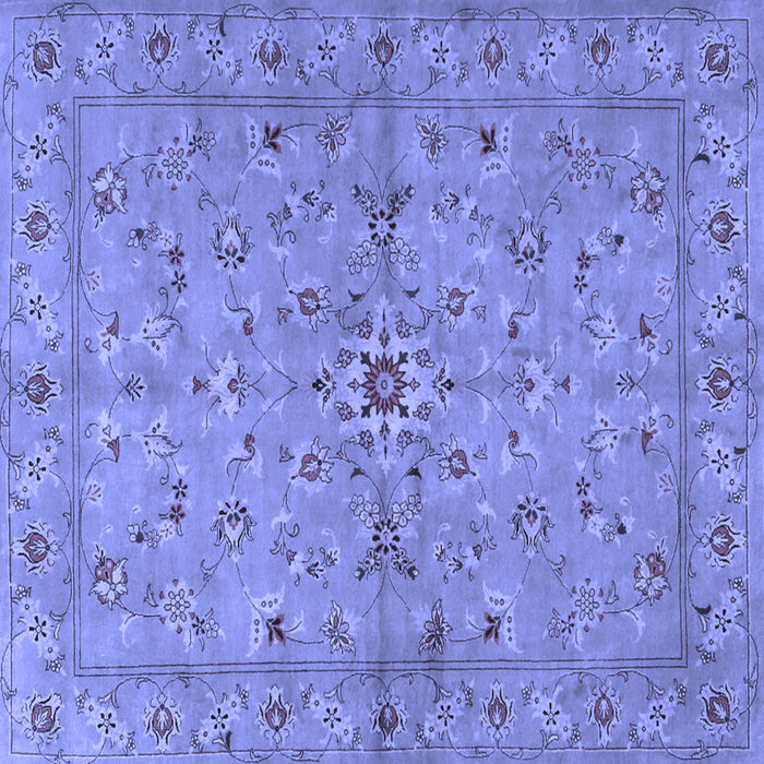Square Machine Washable Persian Blue Traditional Rug, wshtr2059blu