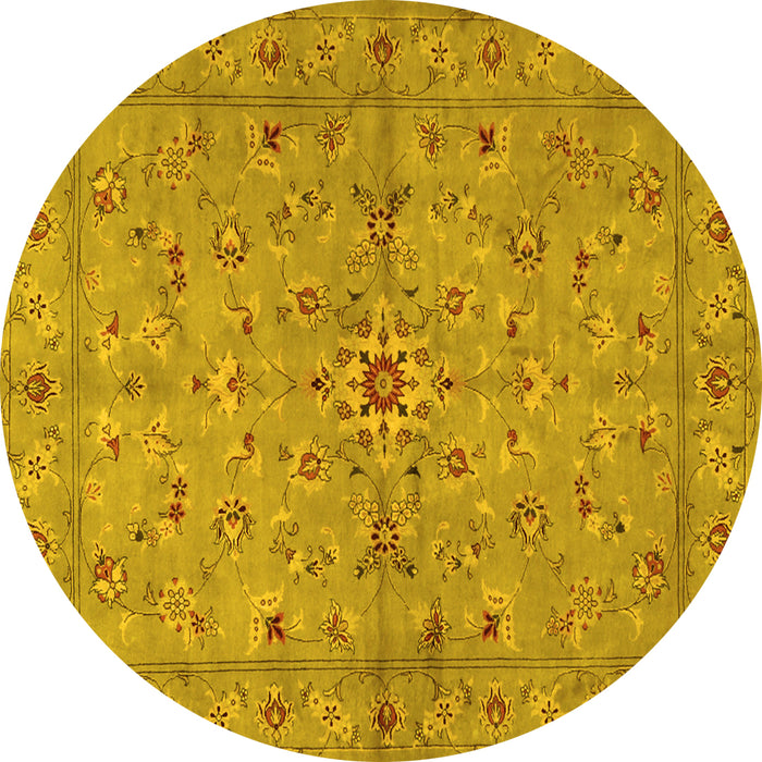 Round Persian Yellow Traditional Rug, tr2059yw