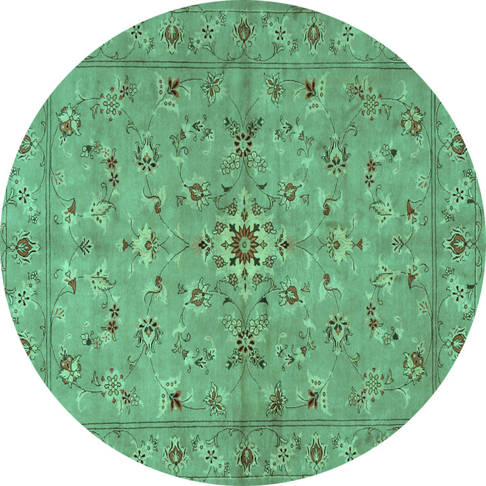 Round Persian Turquoise Traditional Rug, tr2059turq