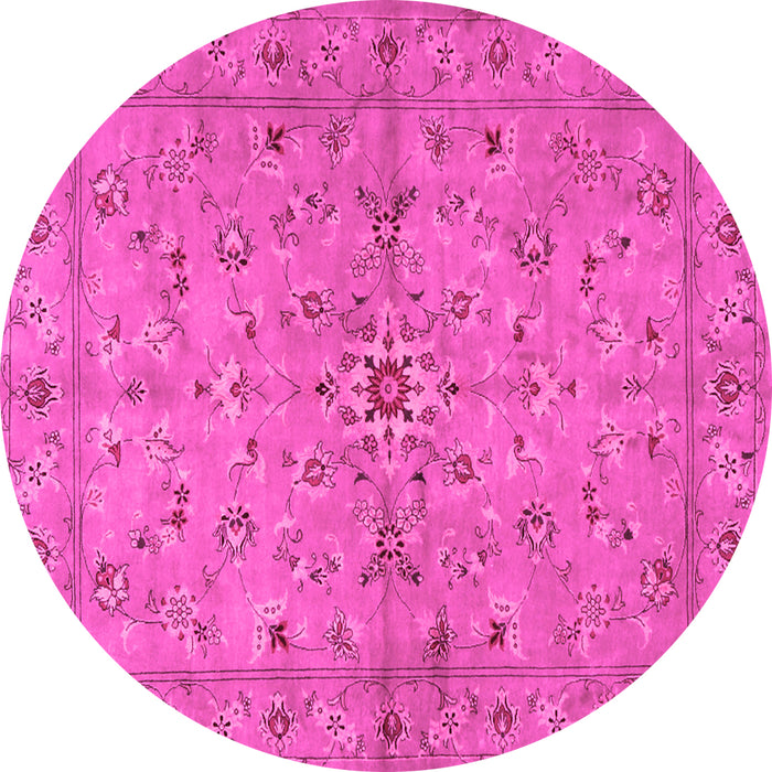 Round Machine Washable Persian Pink Traditional Rug, wshtr2059pnk