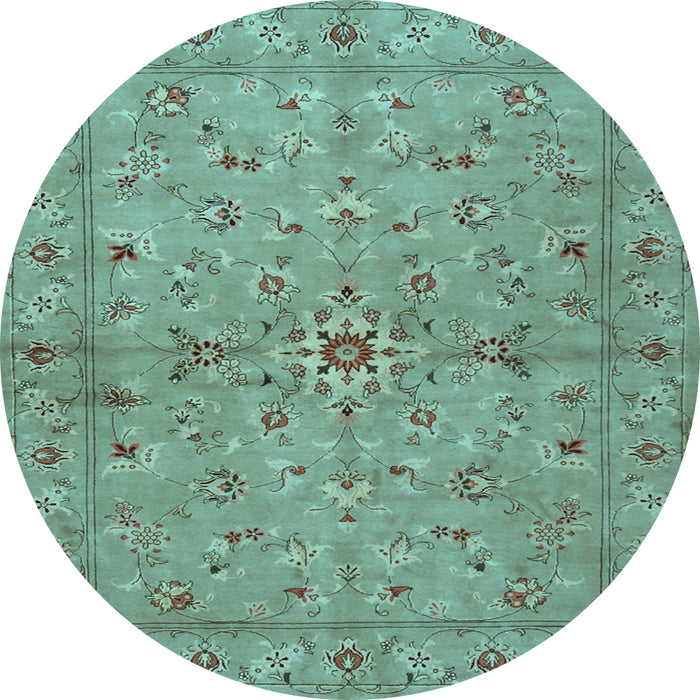 Round Machine Washable Persian Light Blue Traditional Rug, wshtr2059lblu