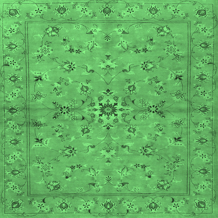 Square Persian Emerald Green Traditional Rug, tr2059emgrn