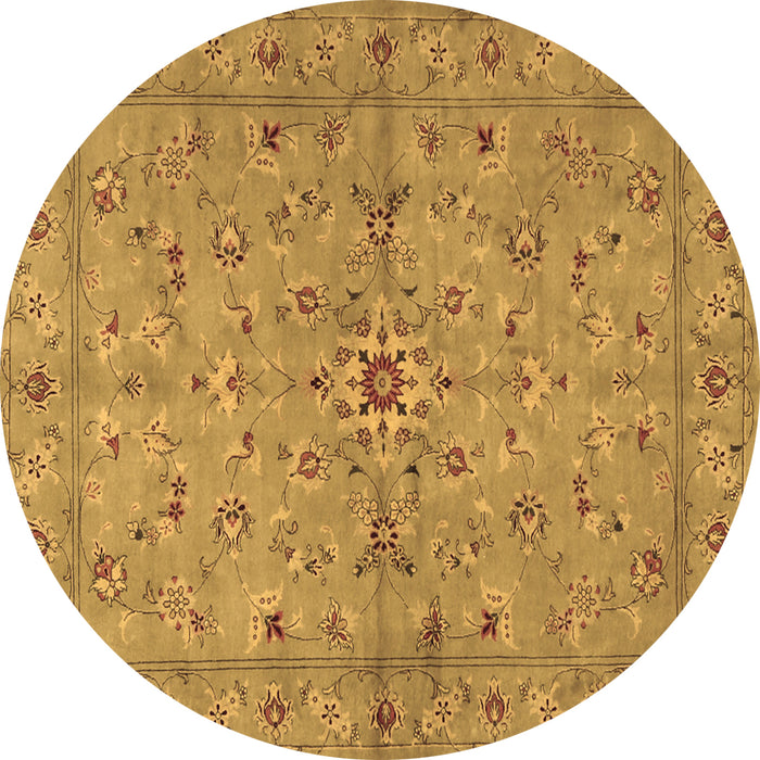 Round Persian Brown Traditional Rug, tr2059brn